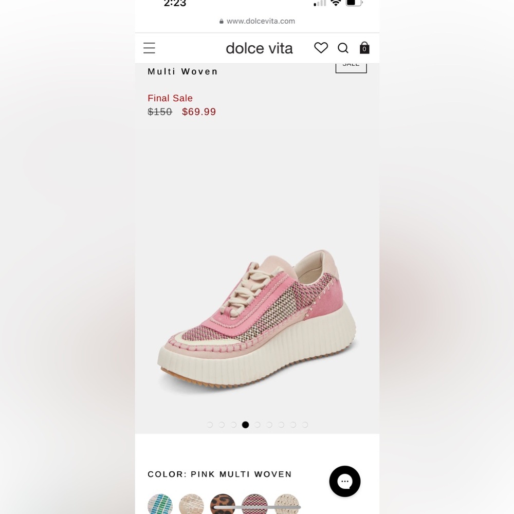 Dolce Vita Pink and Cream Women's Sneakers